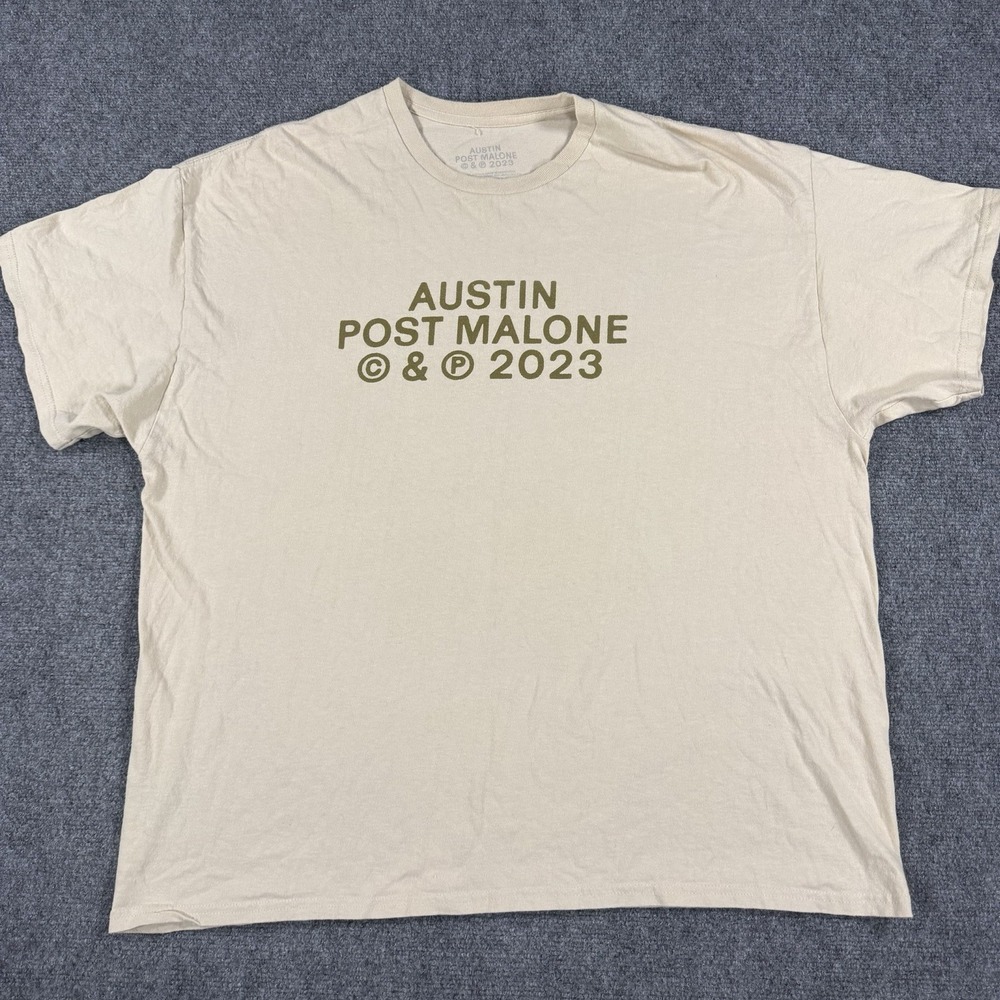 Austin Post Malone Shirt Mens 2XL Beige 2023 Tour Dates Graphic Concert Tee